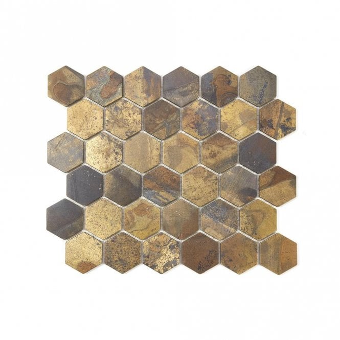 Hex Oxidised Gold 5.1 29.5cm x 30.5cm Mosaic Tile